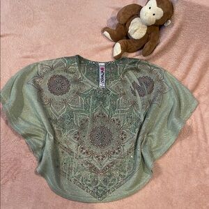 Vintage Y2K Embellished Poncho Top